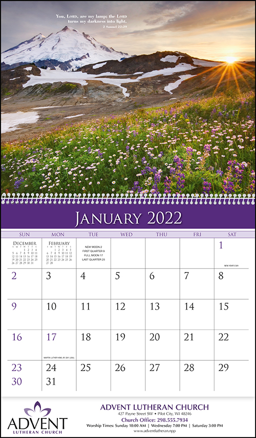 World of Inspiration Spiral Bound Wall Calendar for 2022